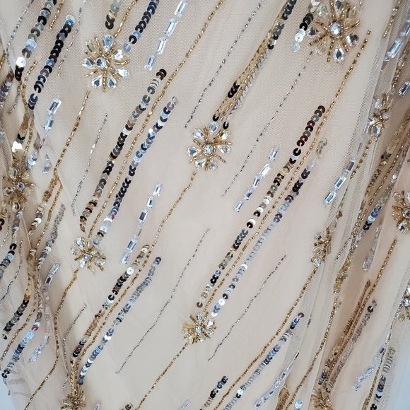 MAC DUGGAL Nude Embellished Floral Detail One Shoulder Gown Size 12 NWT - Picture 11 of 15